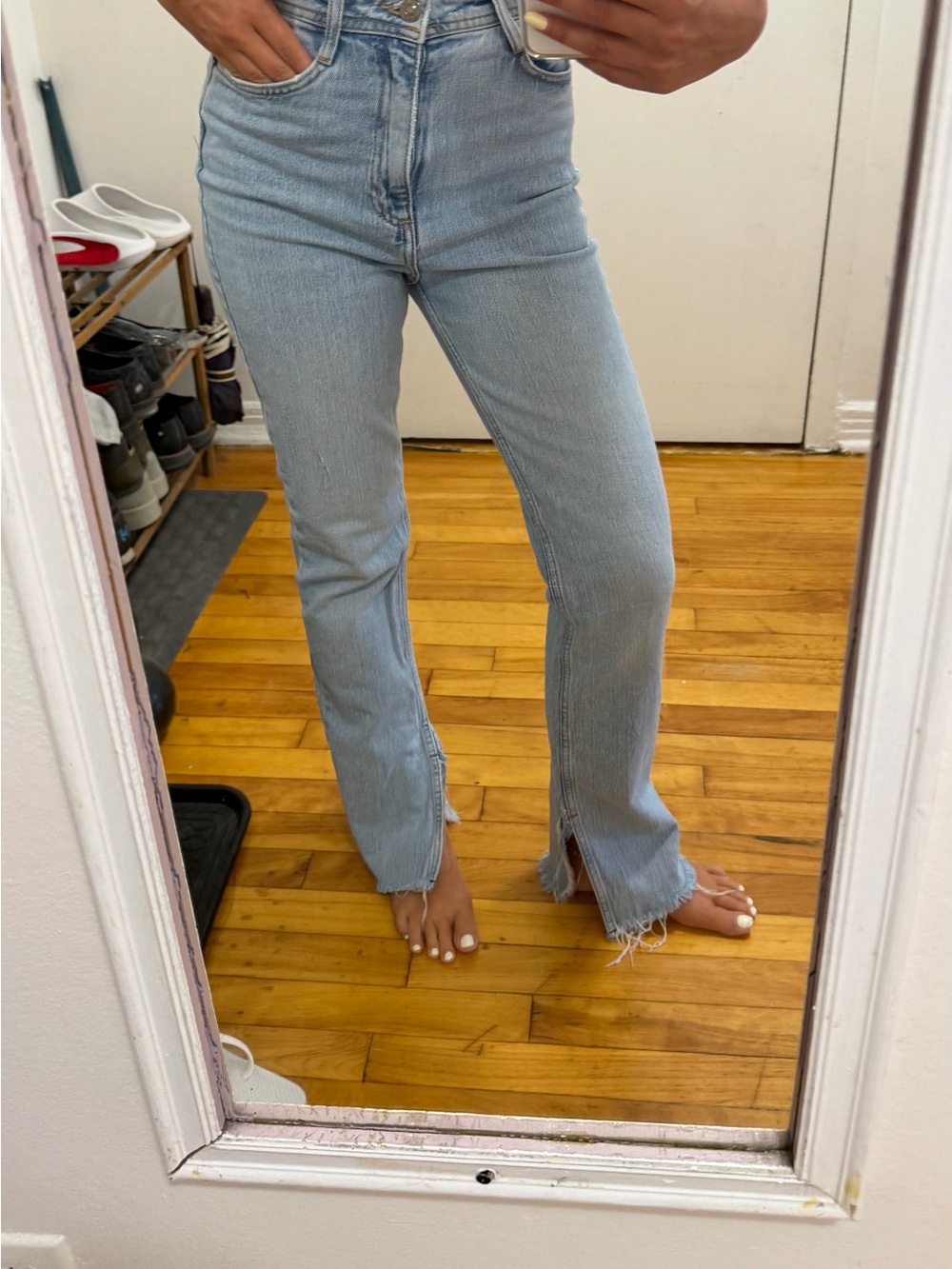 Zara Light Blue High-Rise Split-Hem Women’s Jeans